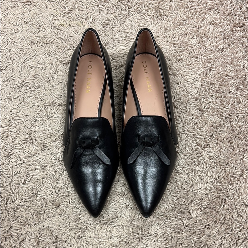 Cole Haan Black Leather Tassel Loafers
